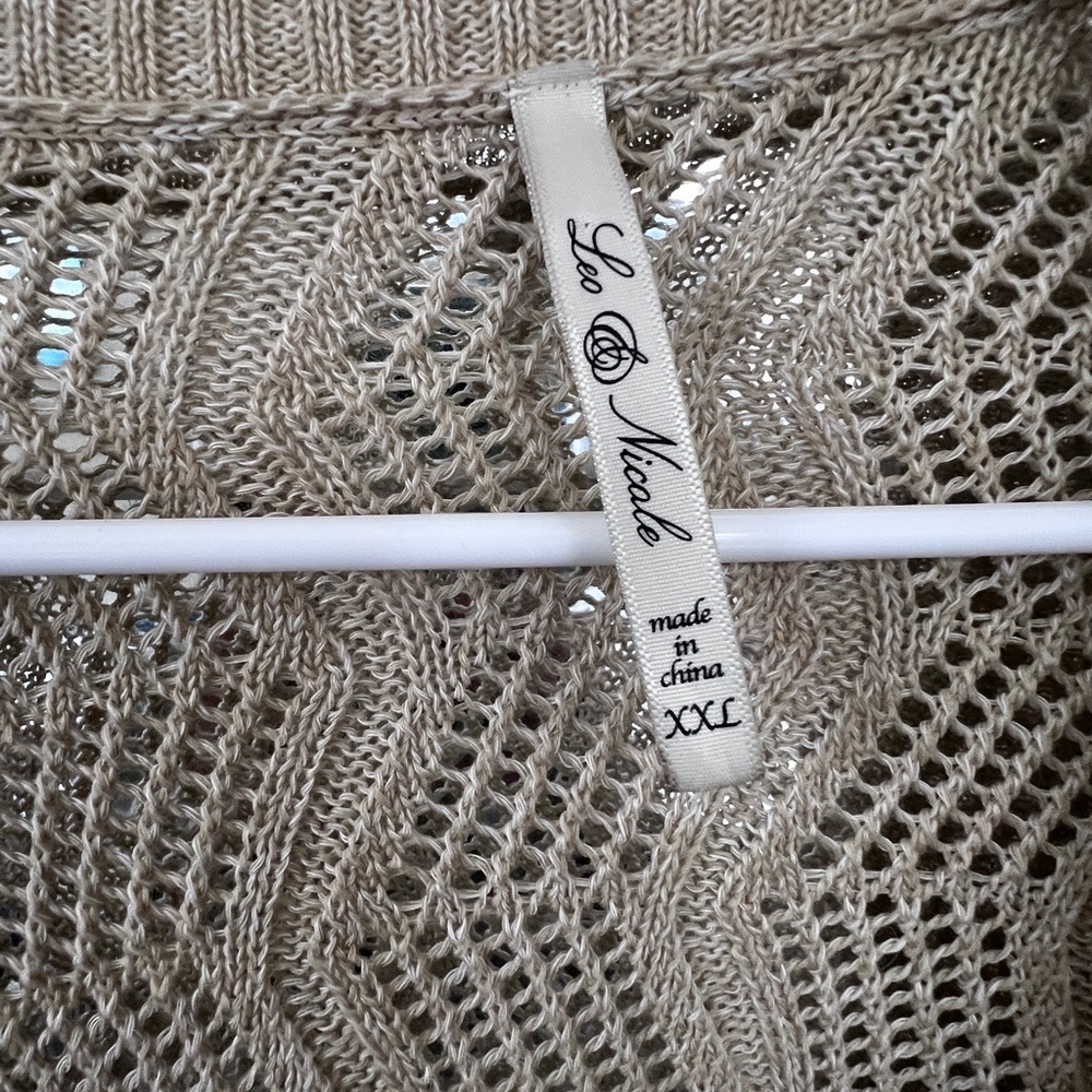 Leo & Nicole Tan Open-Knit Cardigan - Picture 2 of 5